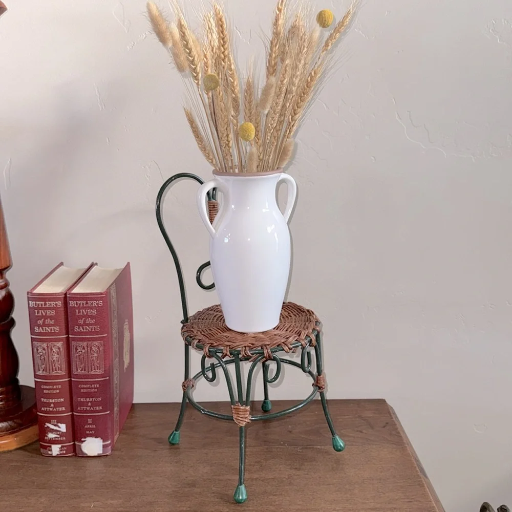 Wicker and Metal Ice Cream Parlor Doll Sized Cafe Bistro Chair Cottage Decor
